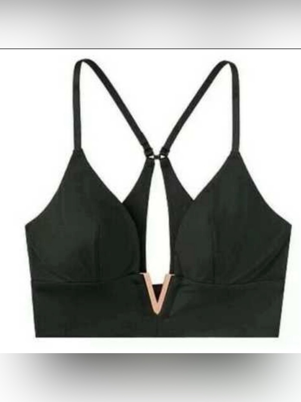 Victoria Secret Bralette Black Gold V Bar Unlined Wireless Size Small Very Sexy